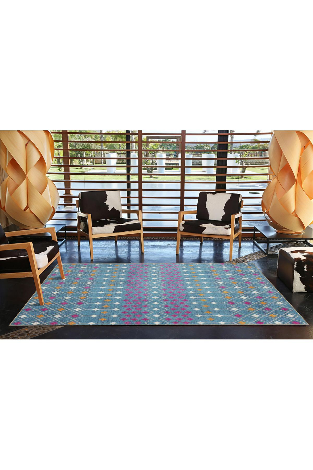 Hokku Designs Blue Background Patterned Woven Base Baklava Design ...