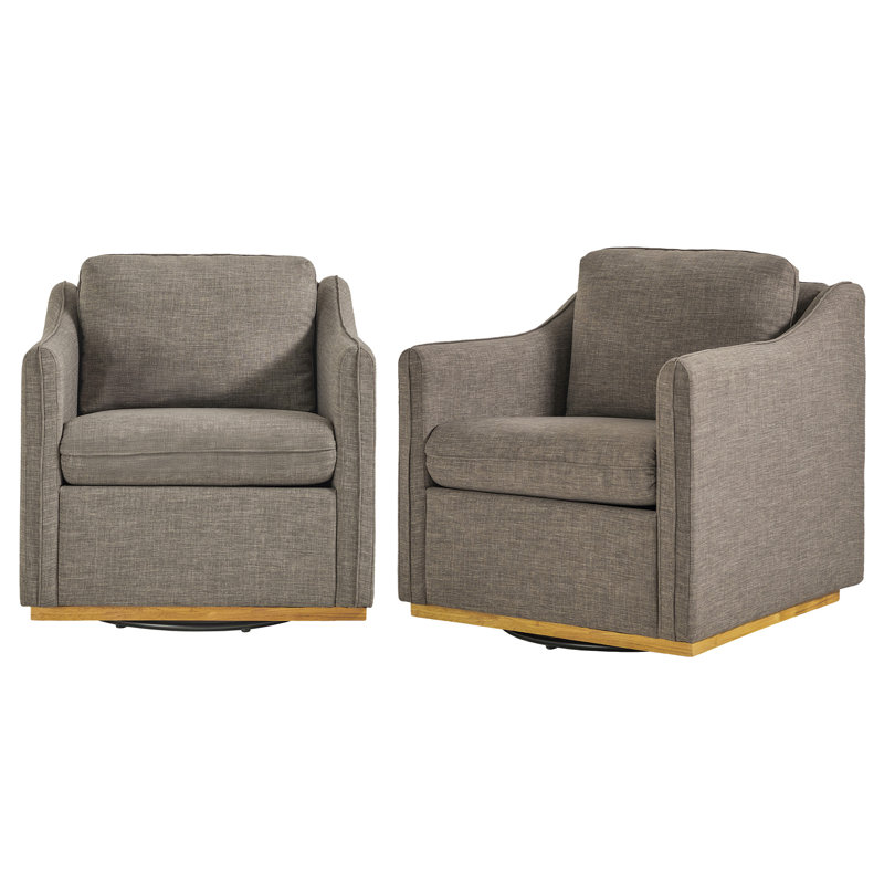 2-Pack Modern Farmhouse Upholstered Swivel Armchairs, Dark Gray