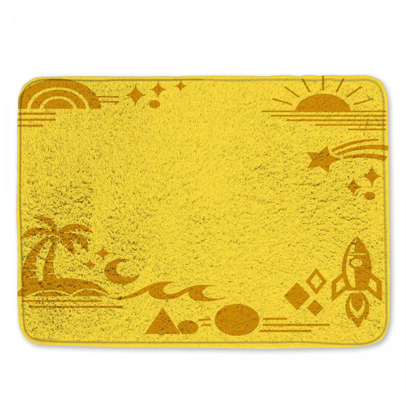 Tapis de bain Yellow Beach Rocket Scene, 24in W x 17in L