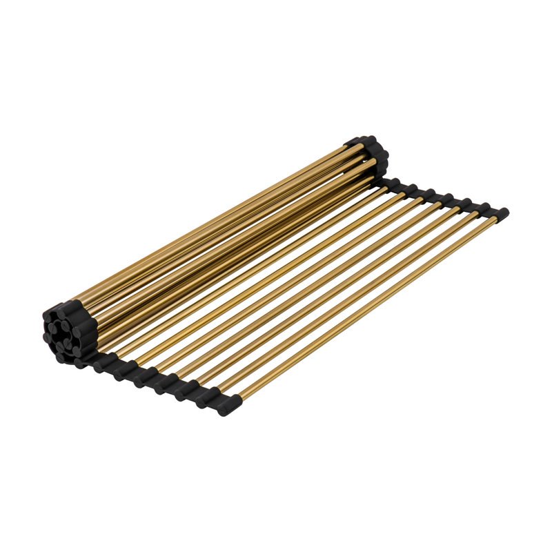 Workstation Topmount 33" L x 22" W Drop-In Kitchen Sink with Sink Grid and Drain Assembly, Matte Gold 