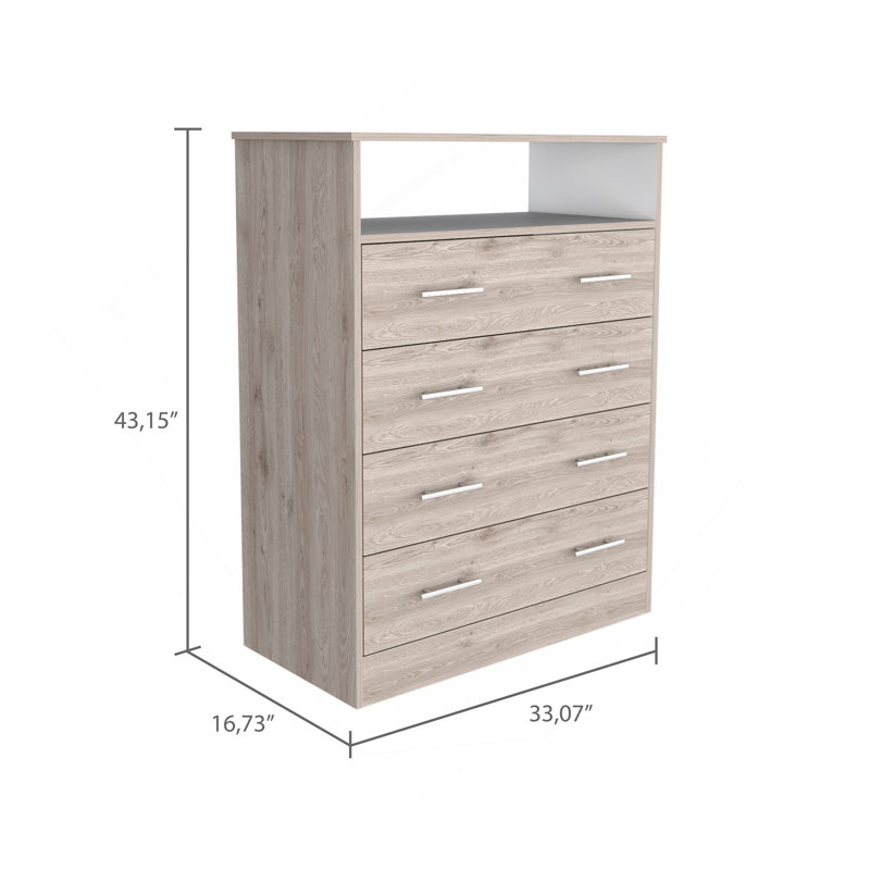 Dover 4-Drawer Rectangle Dresser Light Gray, Light Gray