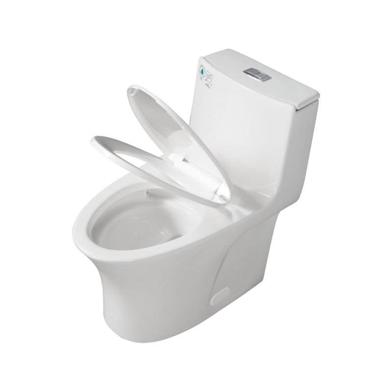 Toilette intégrée au sol à double chasse 1,1 / 1,60 GPF, économiseur d'eau, longue et confortable, blanc brillant
