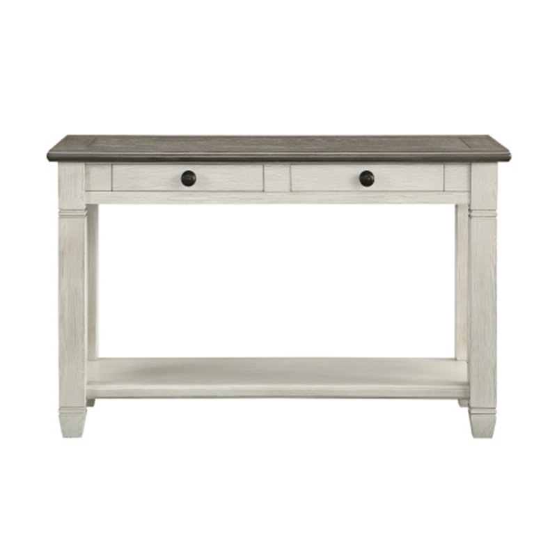 Coffee And Antique Grey Sofa Table With 2 Drawers And Bottom Shelf, Antique White
