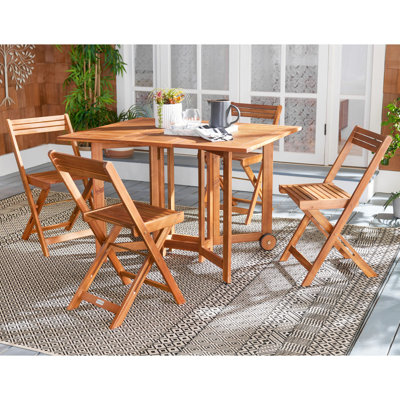 Laoise 4 - Person Acacia Wood Patio Dining Set with Rectangular Table