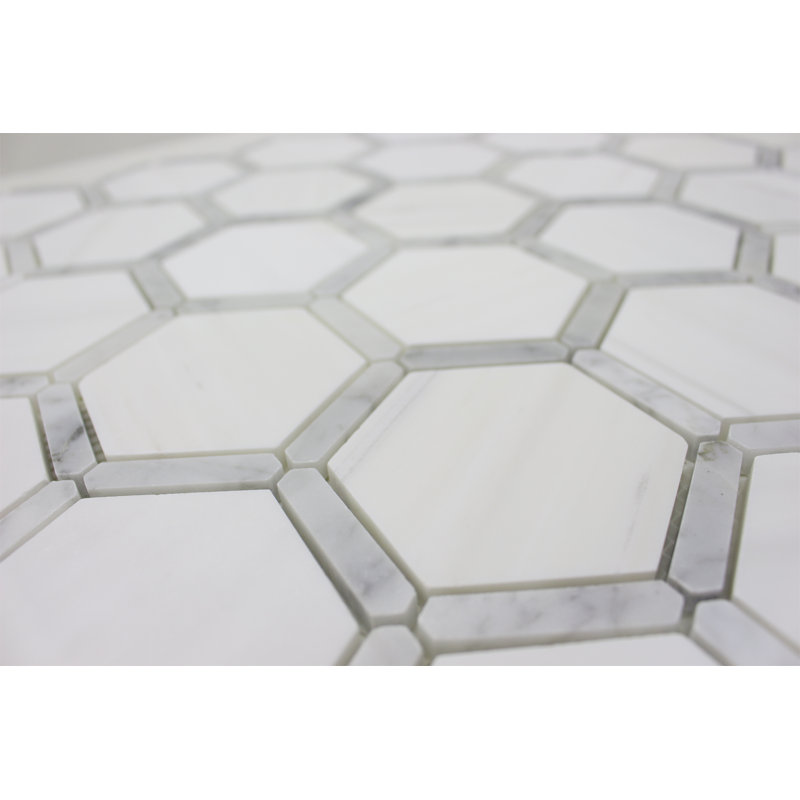 MOSAIQUE 3 "HONEYCOMB AVEC CADRE, Dolomie / Carrara