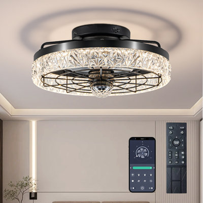 Disco Ceiling Fans with Lights,7 Color Disco Ball Modes, Flush Mount Low Profile Ceiling Fan with Light and Remote Control Dimmable 3 Color Reversible Motor 6 Speeds for Bedroom Living Room Party