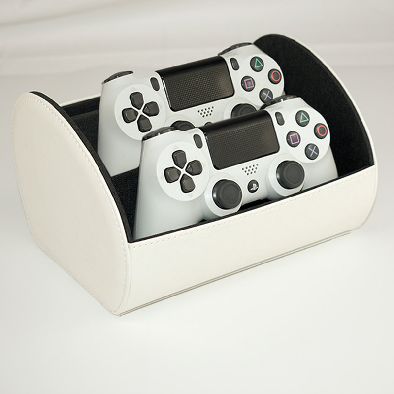 Faux Leather Desk Organiser, White