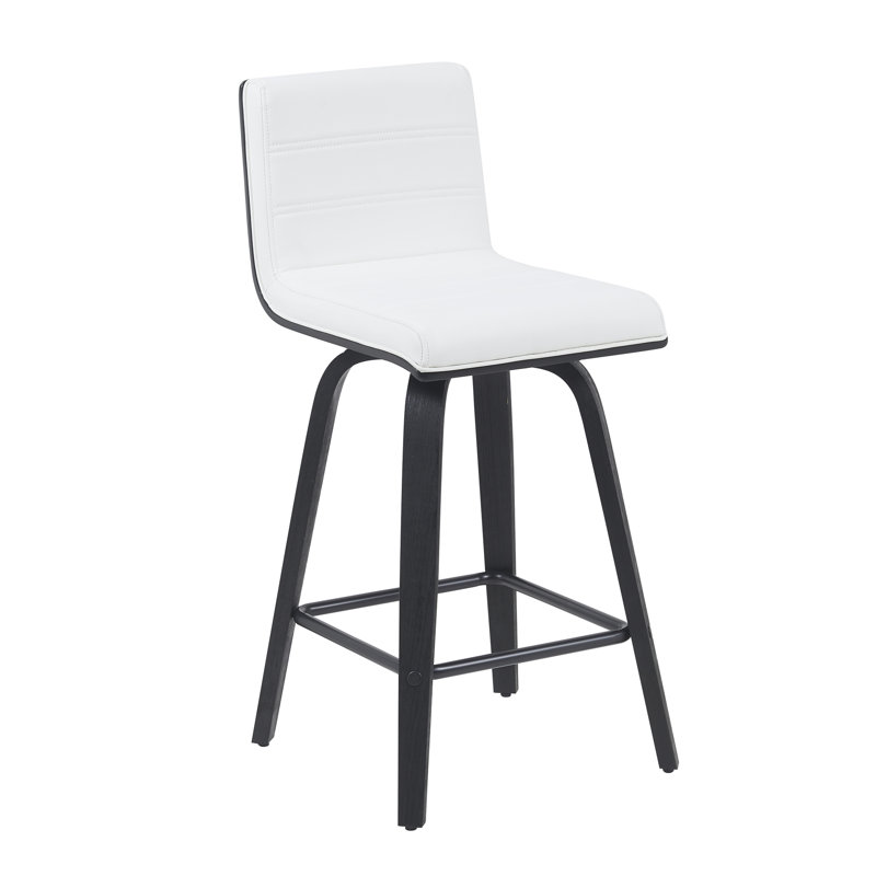 Tabouret de bar et de comptoir Biance, Tabouret de comptoir (siège d'une hauteur de 26 p, Blanc, Noir