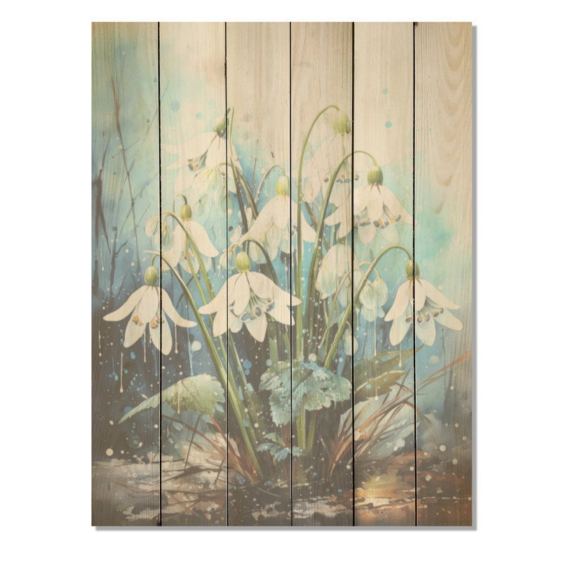 Flocons de neige mystiques - Snowdrop, art sur bois de pin naturel, H 40 po x l 30 po