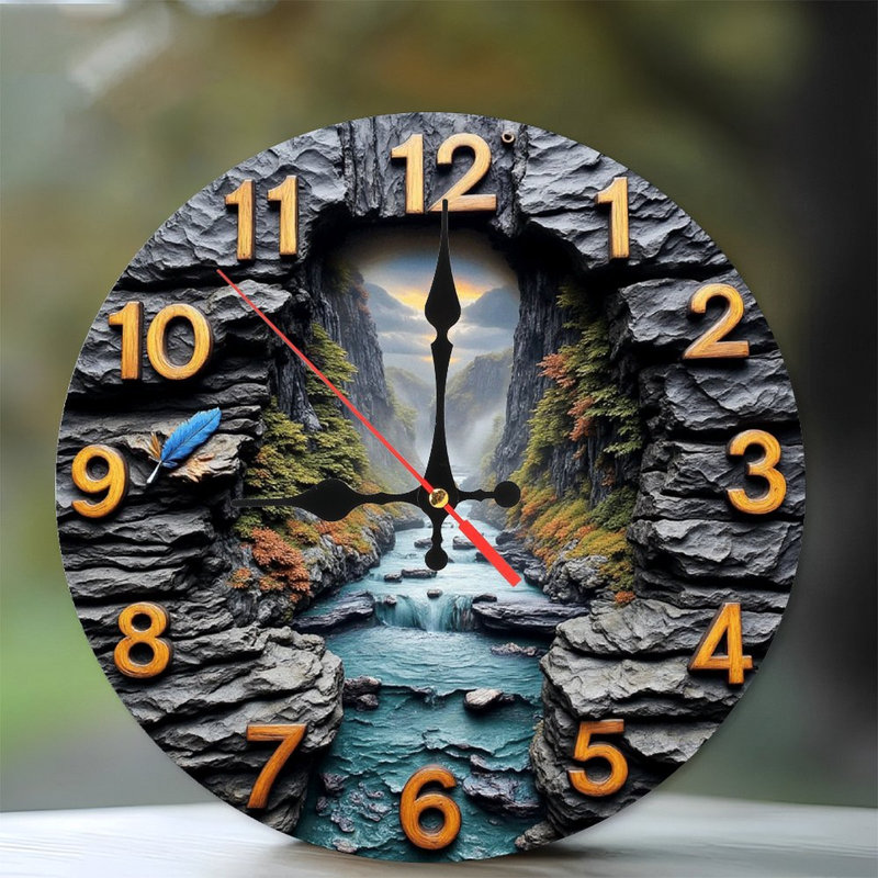 Horloge murale Stone River Waterfall
