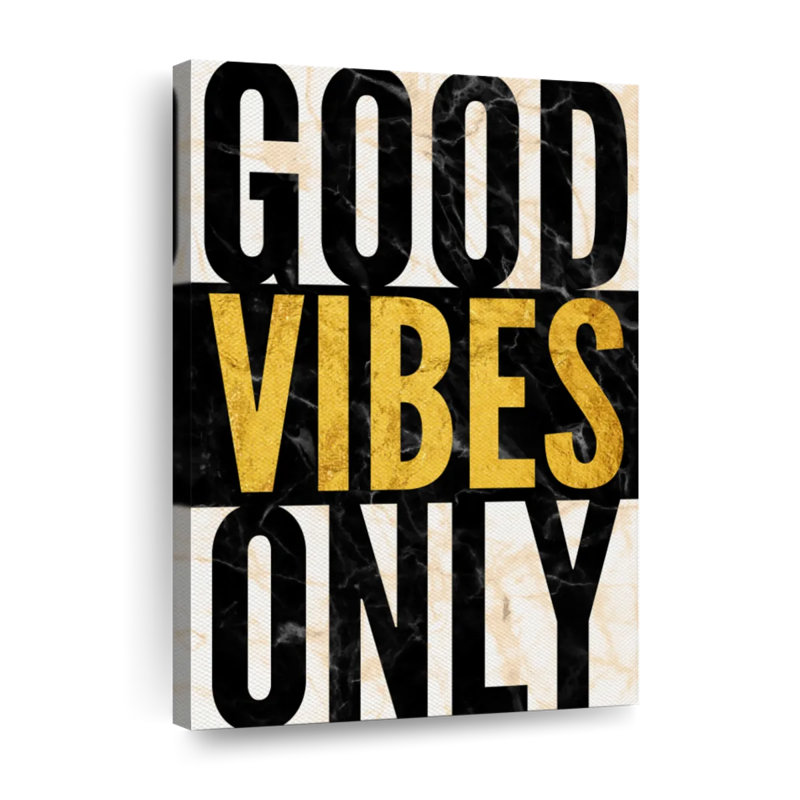 Good Vibes Only Marble Canvas Print, 48" H x 32" W x 1.25" D