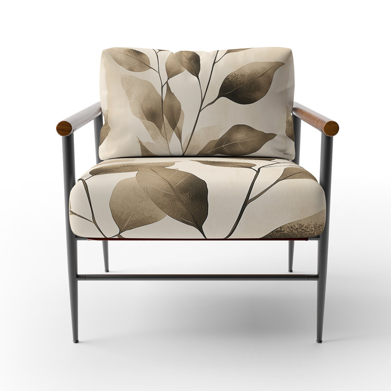 Fauteuil Leaves, Brown Round Arms