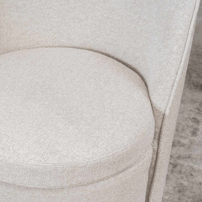 Upholstered Barrel Dining Chairs, Boucle Fabric Swivel Kitchen Chairs, Wingback Side Chairs, Armless Vanity Chairs, Beige