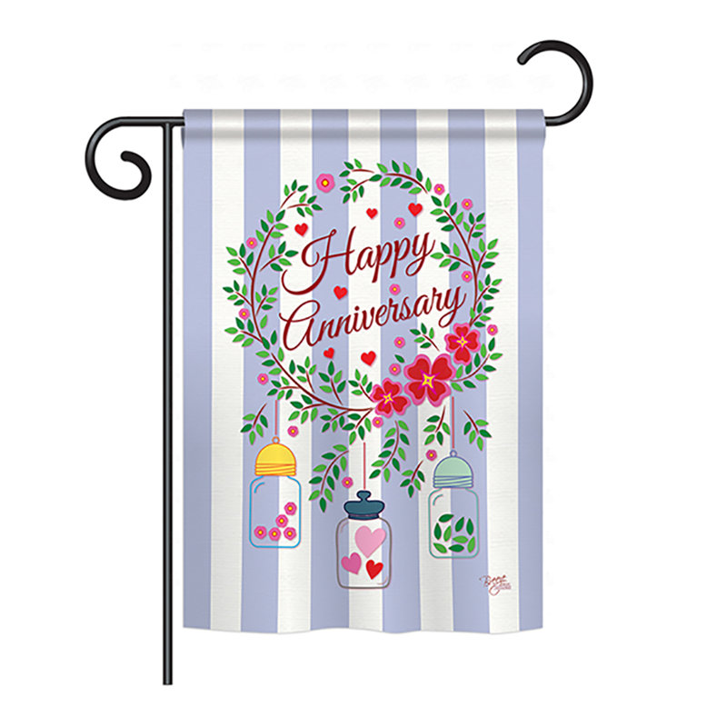 Drapeau maison en polyester 2 côtés happy anniversaire, H 18,5 po x l 13 po