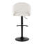 Tabouret ajustable avec pivot en métal et tissu crème avec repose-pieds rond en T - ensemble de 2-1235547280-1235547283