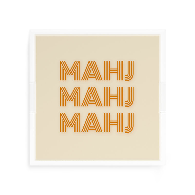 Mahjong Abstract Decorative Tray, 12"W x 12"D x 2"H, Orange, Square