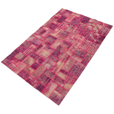 Tapis décoratif en laine de conception unique noué à la main des années 80 en laine de 6 pi 5 po x 9 pi 8 po