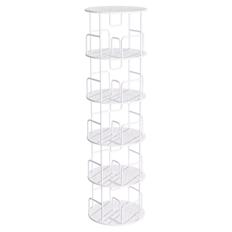 Étagère de rangement Spinning 360 à 5 niveaux pour différentes pièces, blanc, peu encombrant et aspect élégant