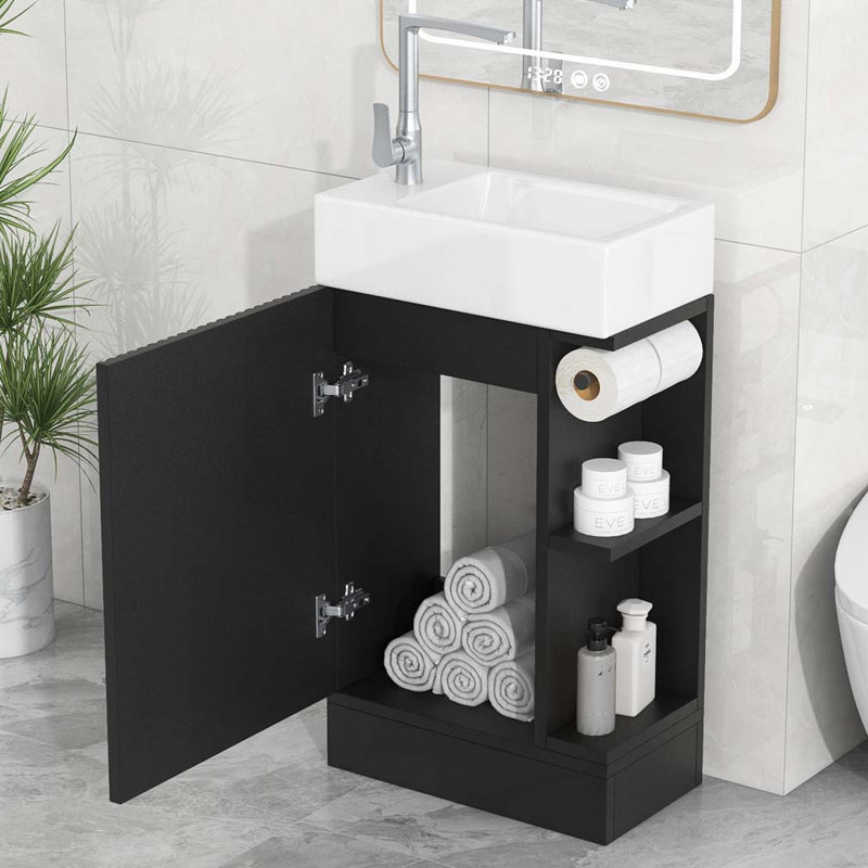 Meuble-lavabo 18,6 po avec lavabo, Noir