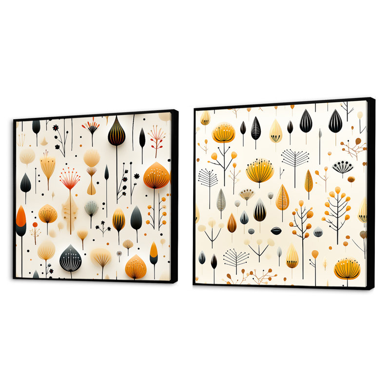 Warrington - Ensemble de 2 collages de formes carrées abstraites, Cadre flottant noir, H 16 po x l 33 po