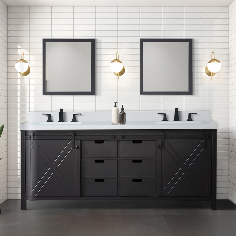 Meuble-lavabo double brun 80 po X P 22 po D et 30 po Miroirs, Brun