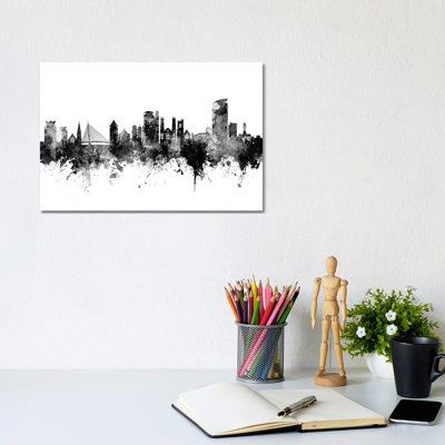 Swansea, Wales Skyline In Black And White by Michael Tompsett - Wrapped Canvas Gallery-Wrapped Canvas Giclée