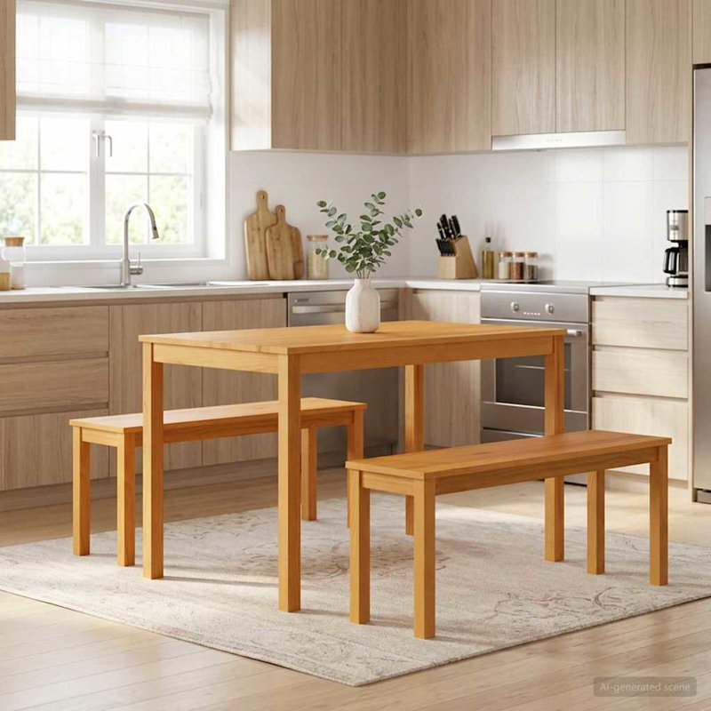 Solid Oak Dining Set, Natural, Natural, Natural, Natural