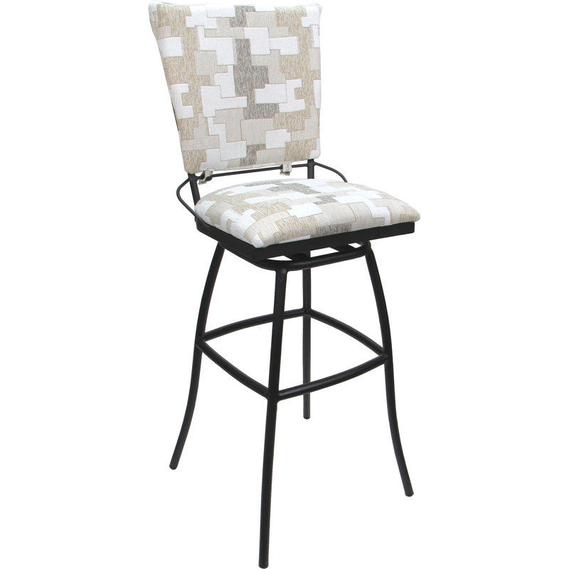 Tabouret de bar d'extérieur d'extérieur 34 po, Gris, Brun clair/blanc