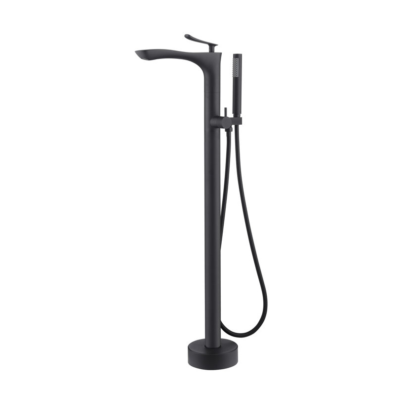 Kayla Bathroom Freestanding Tub Filler with Diverter, Matte Black