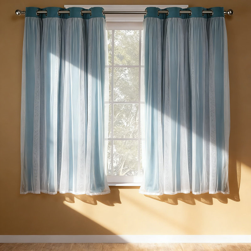 Ensemble de rideaux double couche - Panneaux obscurcissant et occultant avec œillets, isolation thermique écoénergétique, paquet de 2 pour fenêtres d'intérieur
