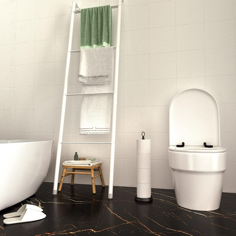 Porte-papier hygiénique lourd avec rangement de réserve, organisateur de papier hygiénique sur pied, noir mat