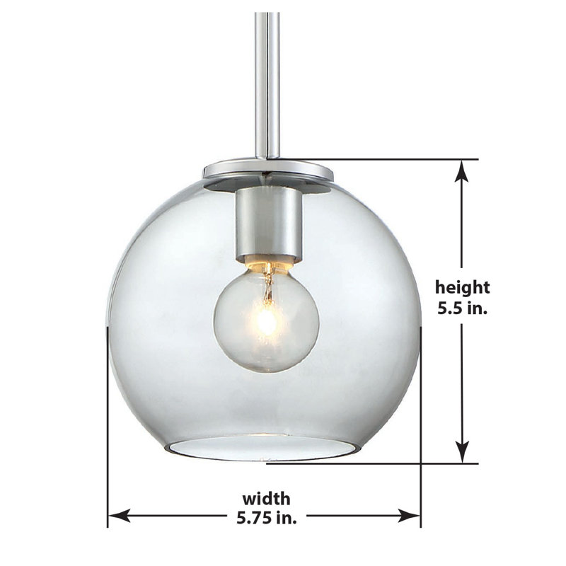 Chrome Mini Globe Pendant with Tinted Smoke Glass Shade