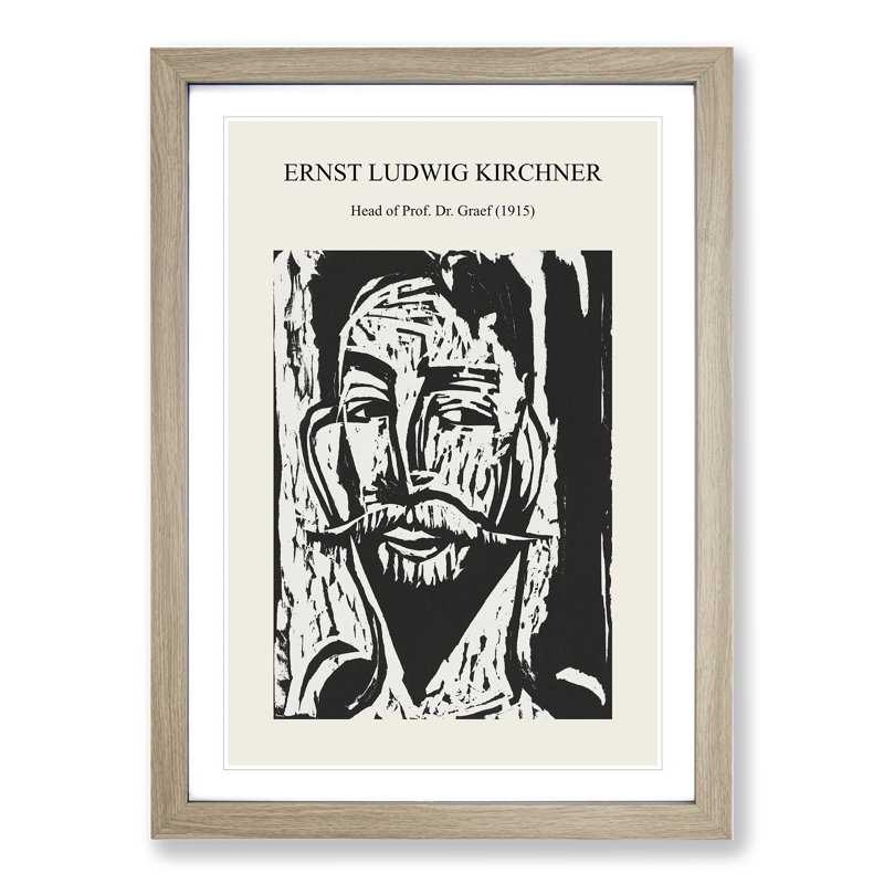 Head of Prof. Dr. Graef by Ernst Ludwig Kirchner - Picture Frame Painting, Oak Framed, 48cm H x 36cm W x 2cm D