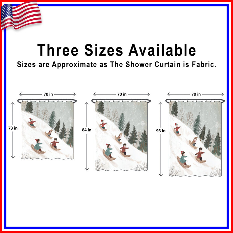 Rideau de douche Sledding - Winter Bathroom Decor Cottage, H 74 po x l 71 po