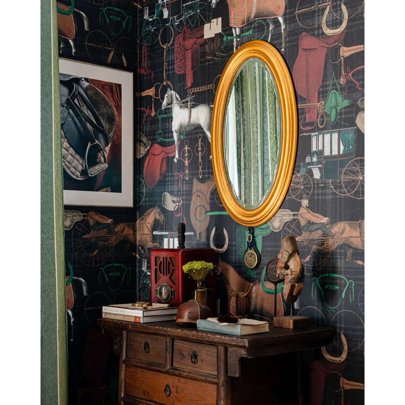 The Derby Plaid Wallpaper Roll, Anthracite/Brown/Green/Red