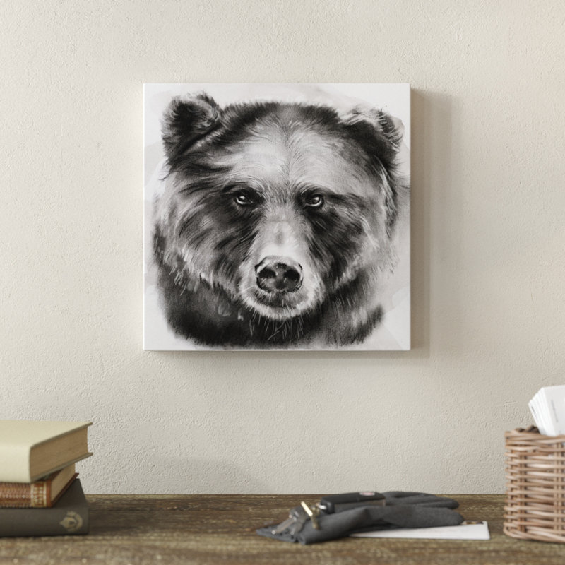 «Bear Grin I», peinture sur toile, H 12 po x l 12 po