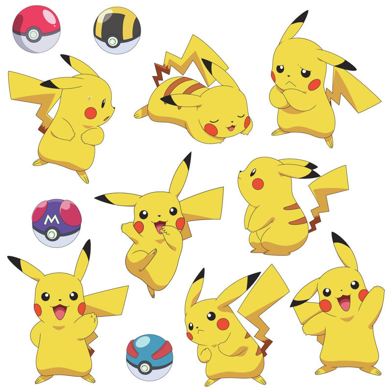 Décalcomanie murale colle et colle pikachu Pokemon