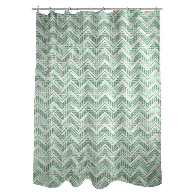 Rideau de douche simple à chevrons à la main classic, Vert clair / blanc
