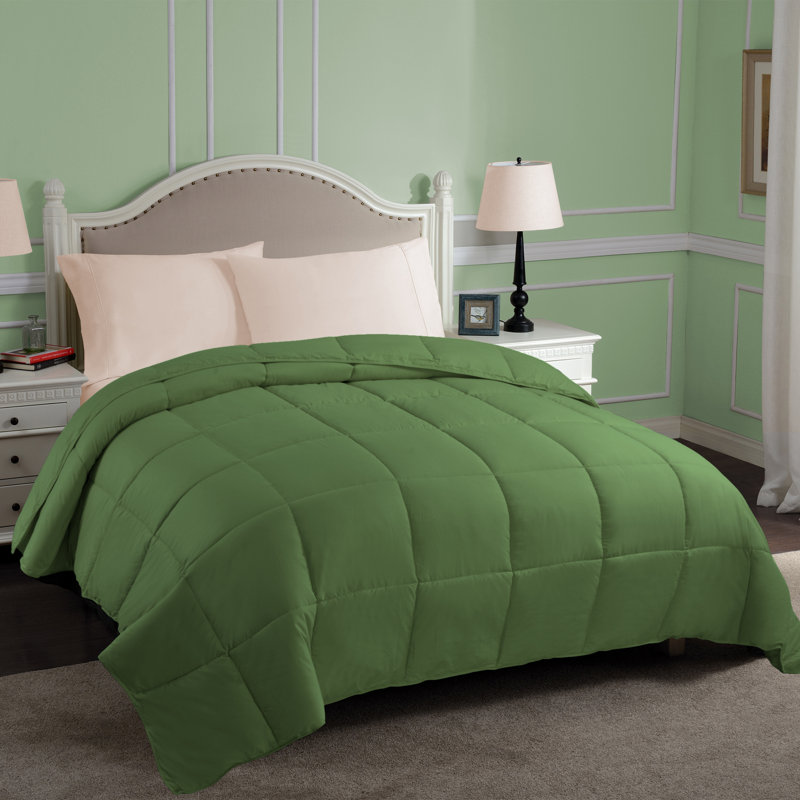 Édredon réversible en duvet synthétique hypoallergénique toutes saisons de poids moyen classique, Vert terrasse