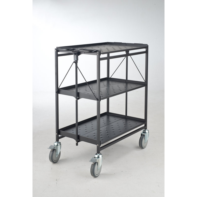 Master Grade 3 Tier Rolling Carts with Wheels, Thick Steel Utility Cart on Wheels, Storage Cart on Wheels (Black), Black