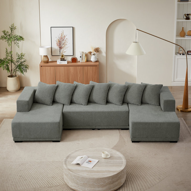 Ensemble de canapé modulaire en forme de U Boneless Chenille, canapé modulaire de style minimaliste, canapé de luxe en tissu de chenille pour le salon