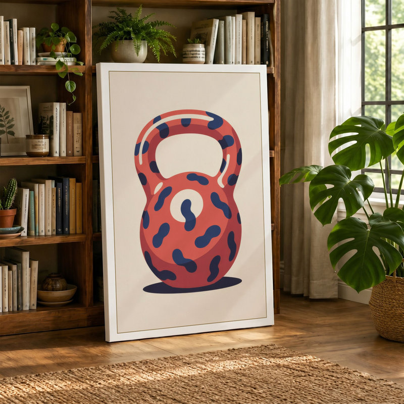 Question Mark Kettlebell Modern - Wrapped Canvas, 18x12 - 45.7 x 30.5 cm, Teal Border