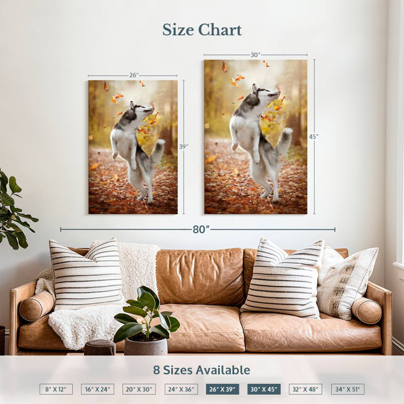 Brampt Autumn Husky Playing, 39" H x 26" W
