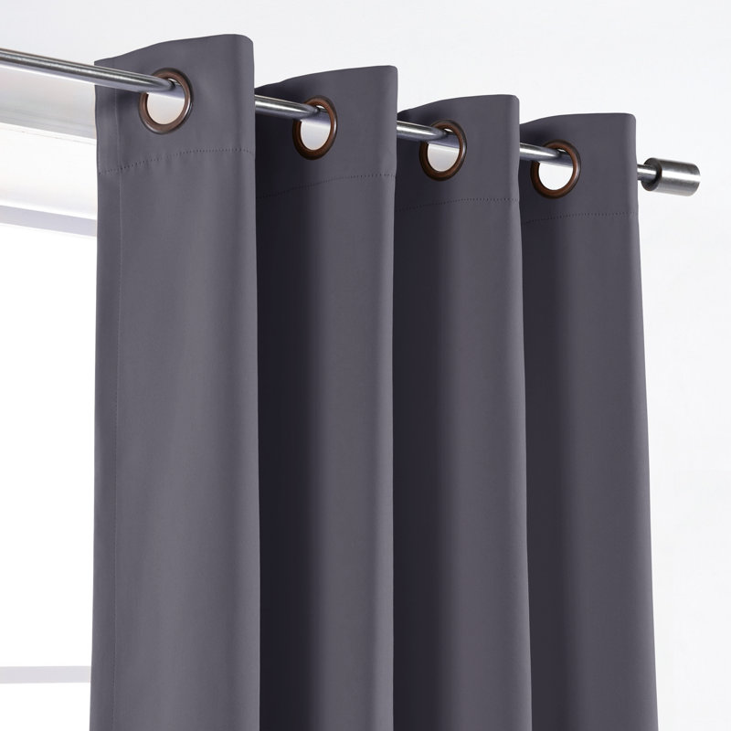 Schaeffer Solid Blackout Thermal Grommet Curtain Panels, 52" W x 63" L, Stone