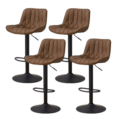 Swivel 24"-33" Adjustable Height Bar Stools with Back for Kitchen Island