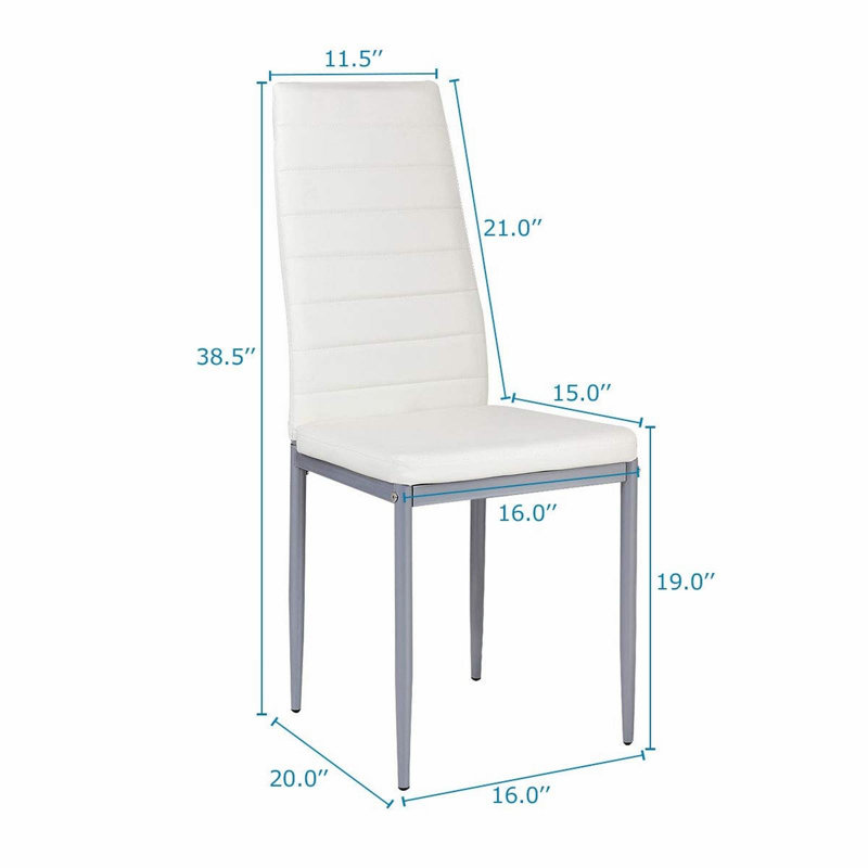 4 chaises d'appoint de salle à manger en cuir de PVC au design élégant