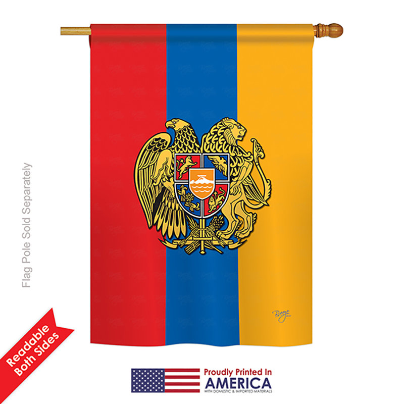 Drapeau de maison en polyester 2 côtés arménie, H 18,5 po x l 13 po