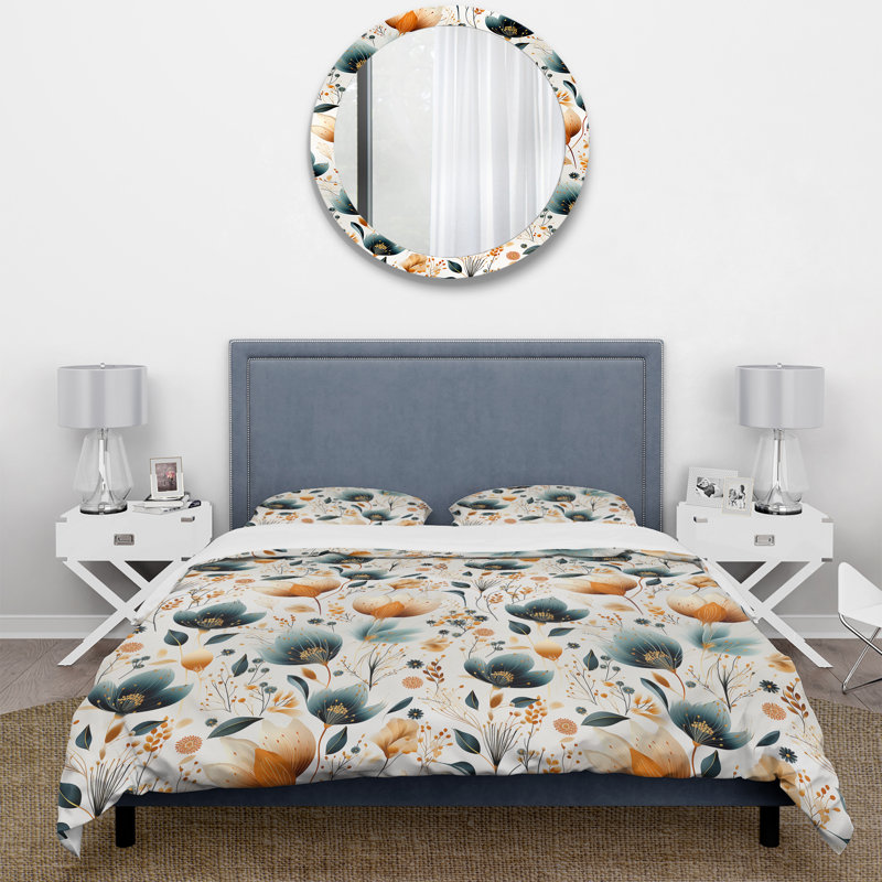 Ensemble de housse de couette à motif floral Artistic Essence Floral XV, Housse de couette simple + 1 taie décorative stan