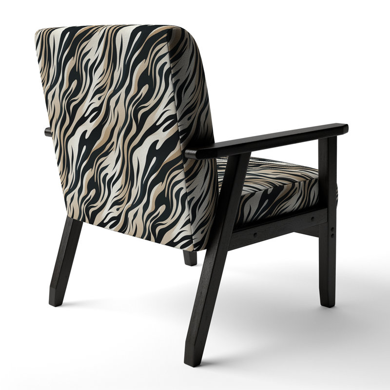 Beige And Black Zebra Sophistication - Upholstered Contemporary Arm Chair, Modern Abstract Accent Chair, Black