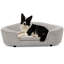 Lin, lit pour animal de compagnie, grands chiens, ovale semi-fermé, épais, bande magnétique surdimensionnée, beige, tissu pour chien, conception, chiens